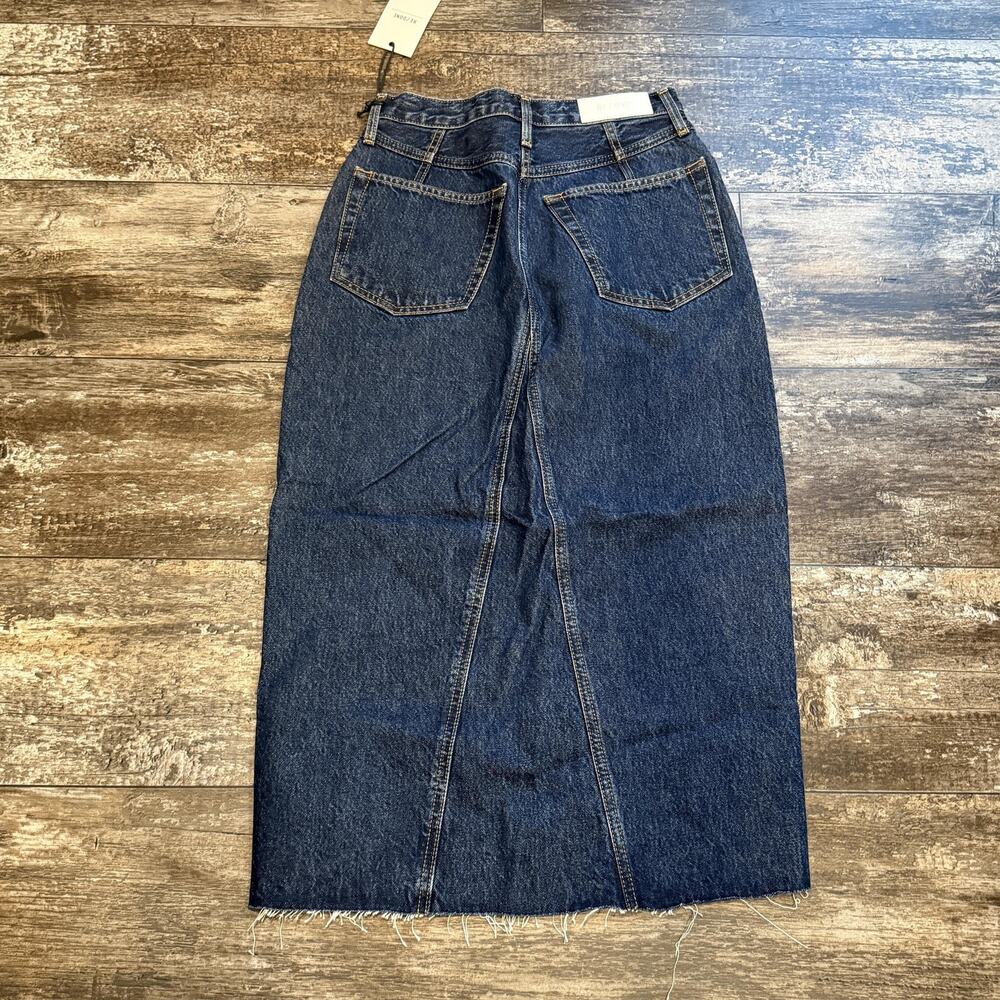 RE/DONE Midi Denim Skirt Womens 26 Blue Heritage Rinse Organic Cotton NEW - Picture 7 of 14